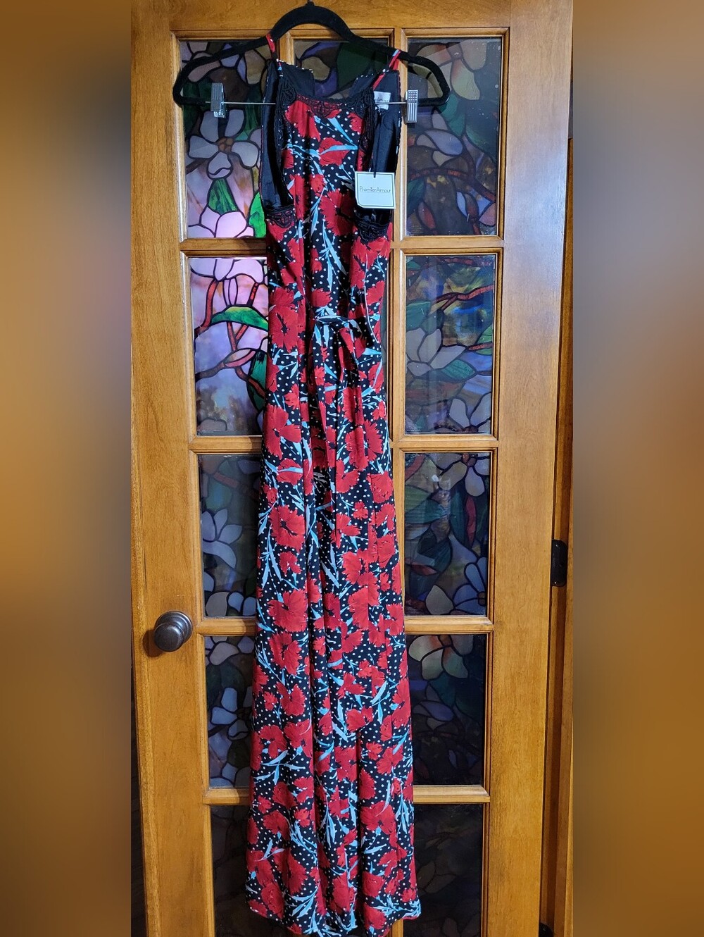 Red Floral Dress with Black Details #32